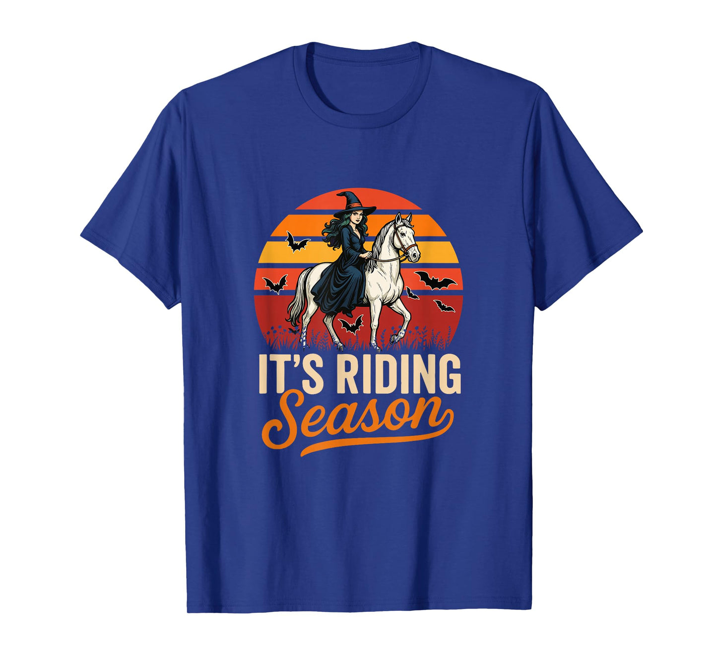 Vintage It's Riding Funny Season Halloween Witch On Horse T-Shirt