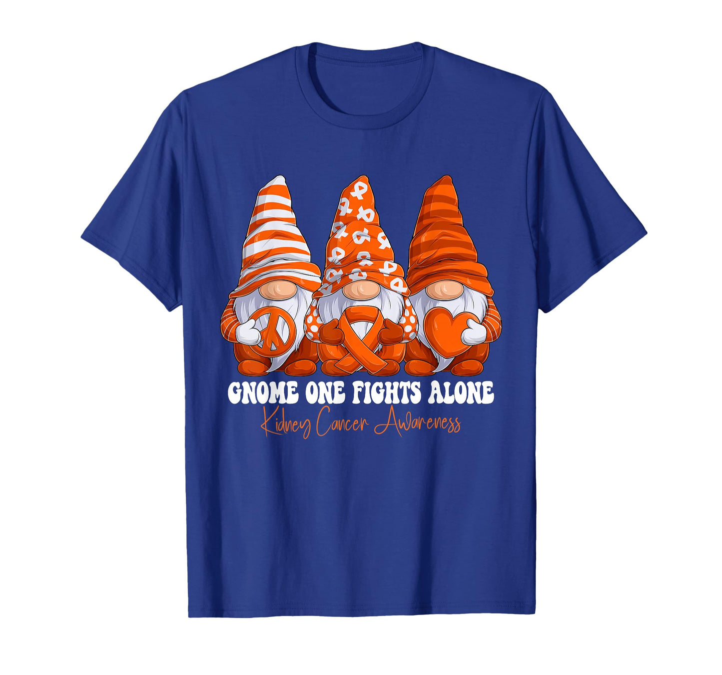 Kidney Cancer Awareness Month Orange Ribbon Gnomies Support T-Shirt