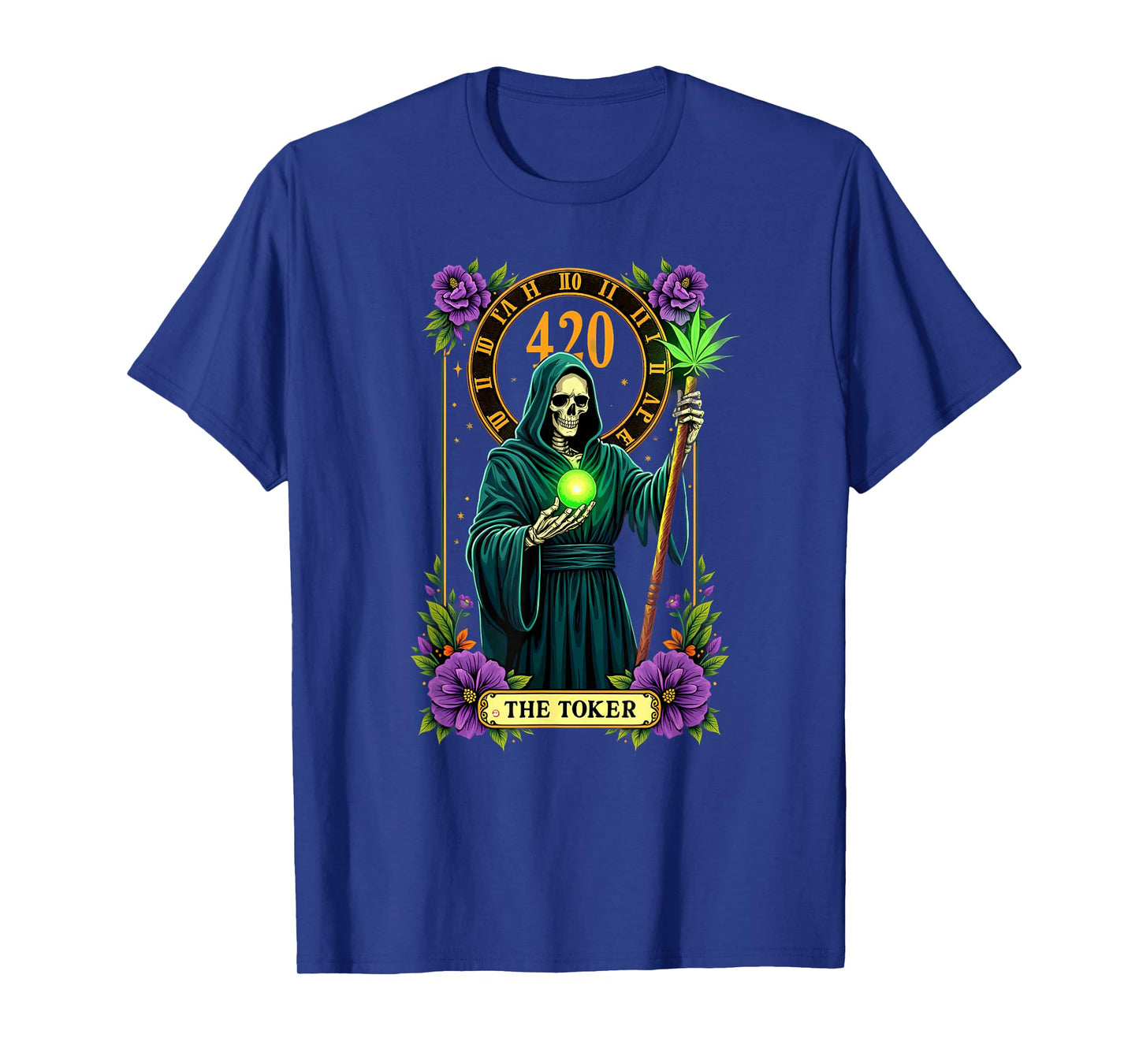 Tarot Card The Toker Cannabis Stoner Skeleton Halloween T-Shirt