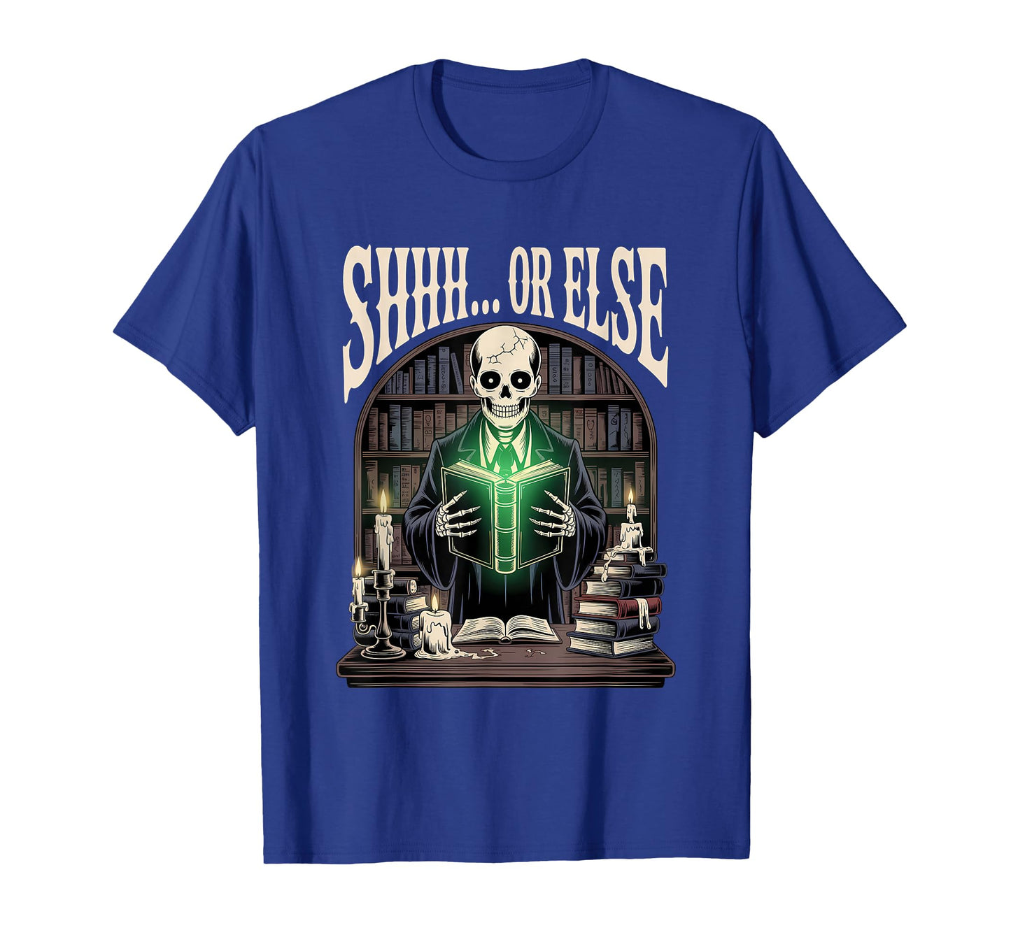 Skeleton Librarian Halloween Funny Spooky Book T-Shirt