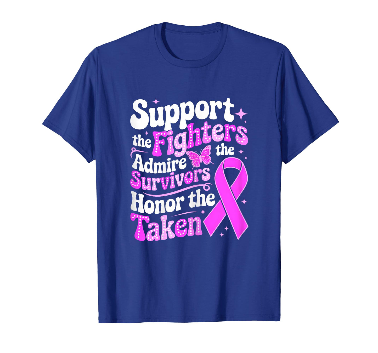 Groovy Breast Cancer Awareness Support Fighters Admire T-Shirt