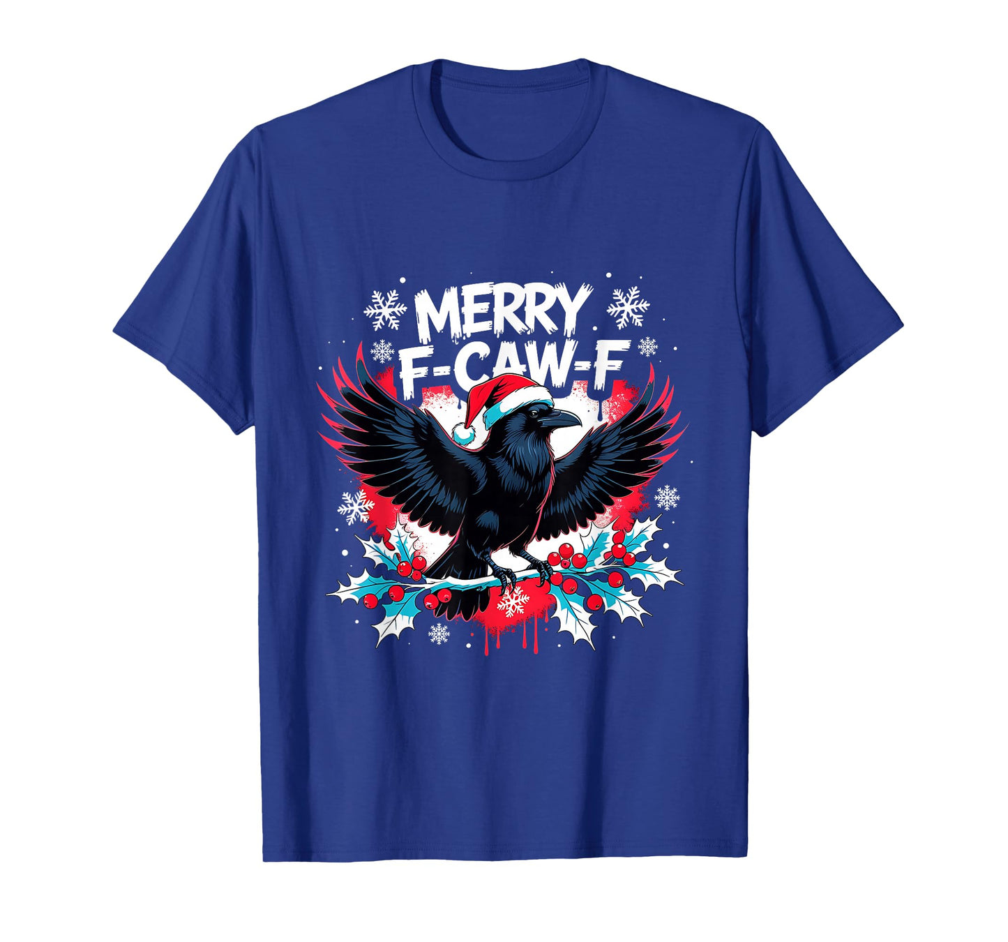 Merry F-Caw-F Raven Funny Christmas Holiday Cool Meme T-Shirt