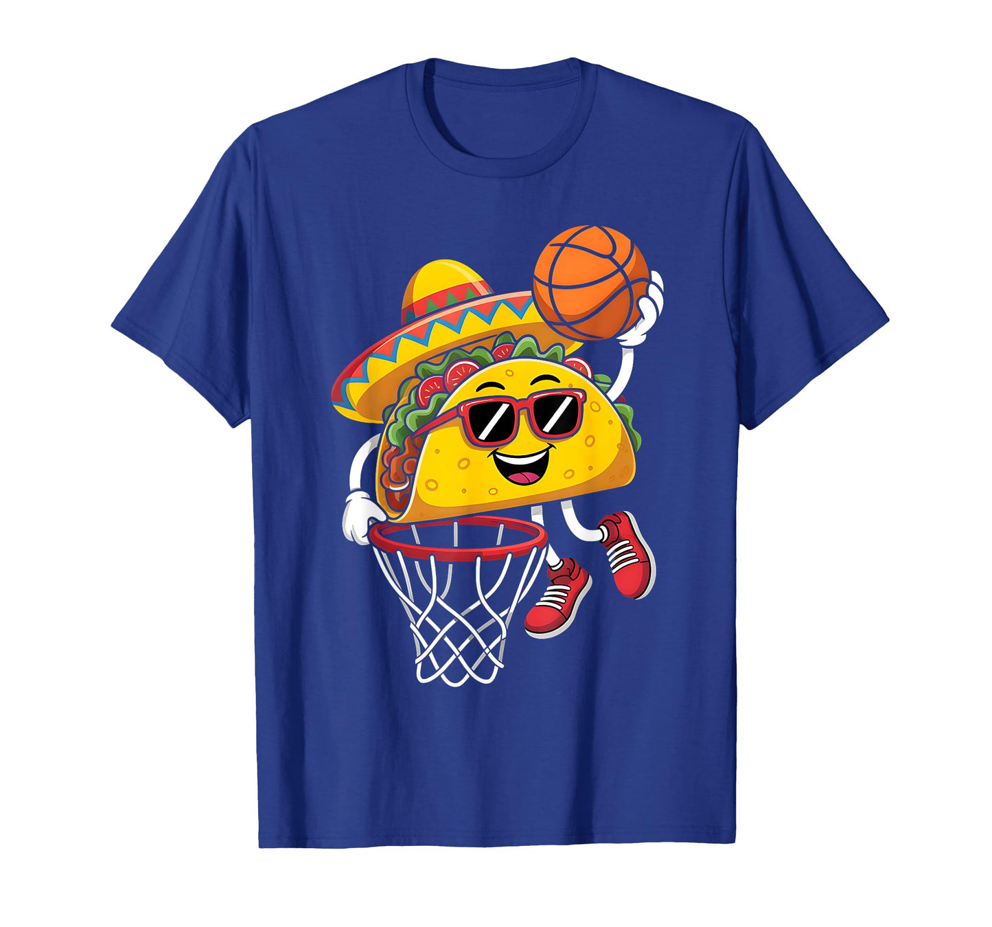 Taco Playing Basketball Mexican Food Cinco De Mayo Kids T-Shirt