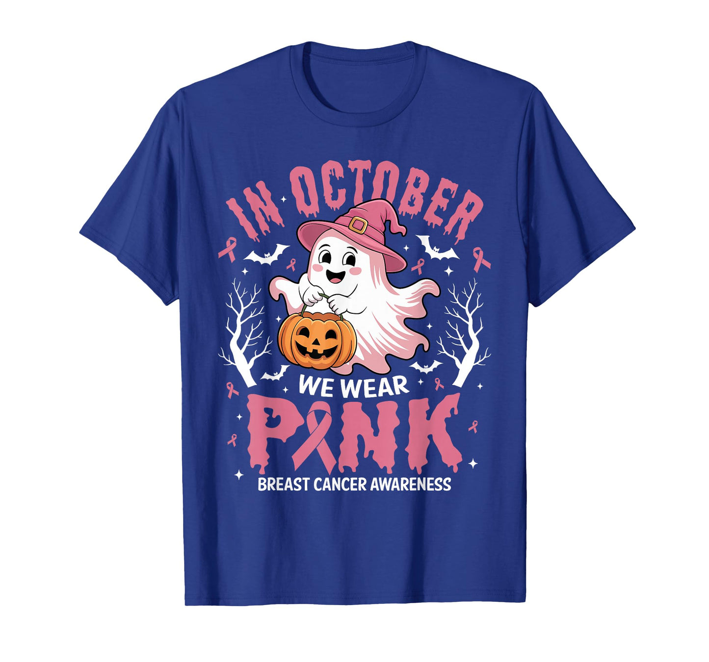 Breast Cancer Women Halloween in October We Wear Pink T-Shirt
