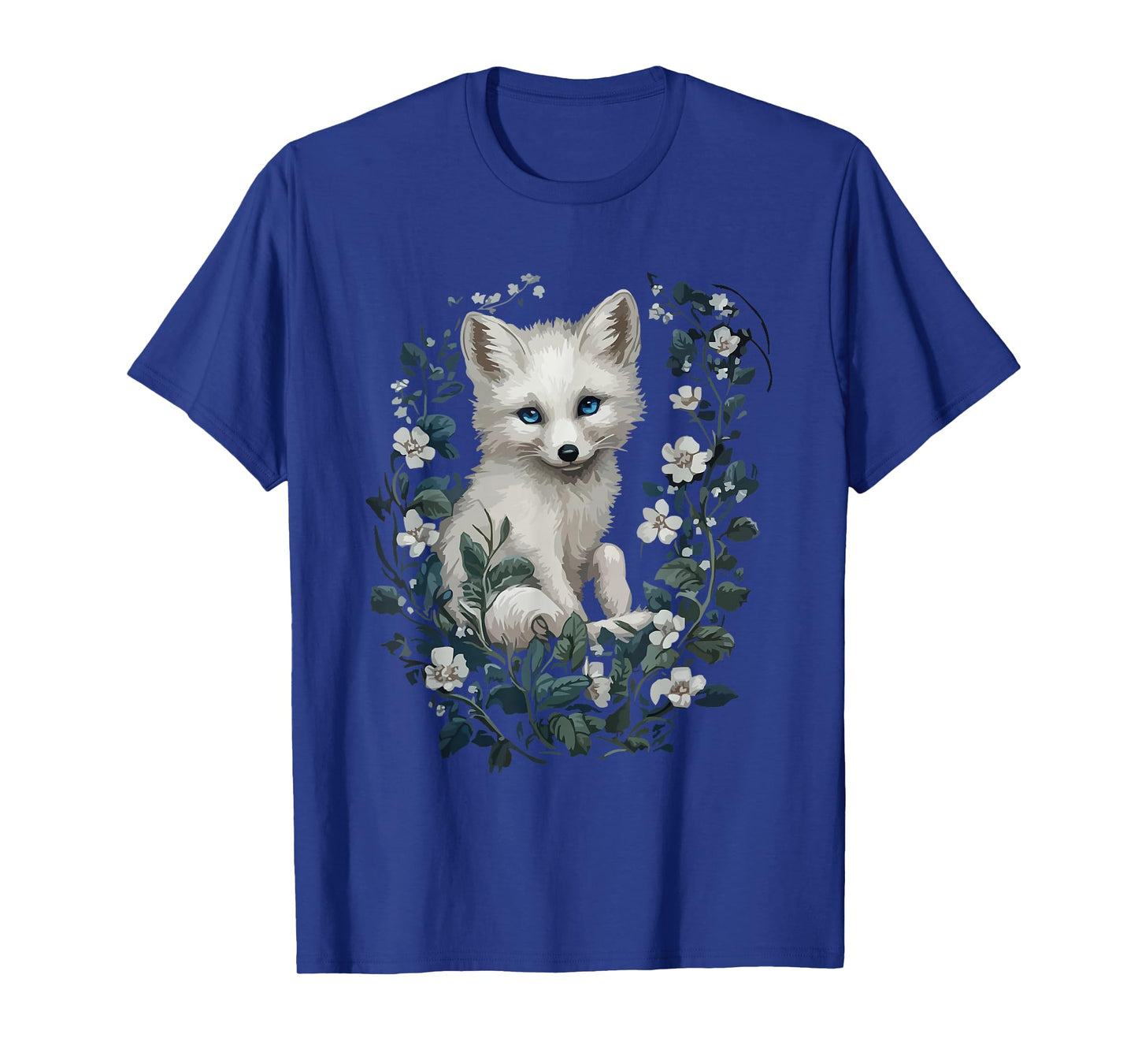 Arctic Fox Surrounded By Delicate Flowers T-Shirt