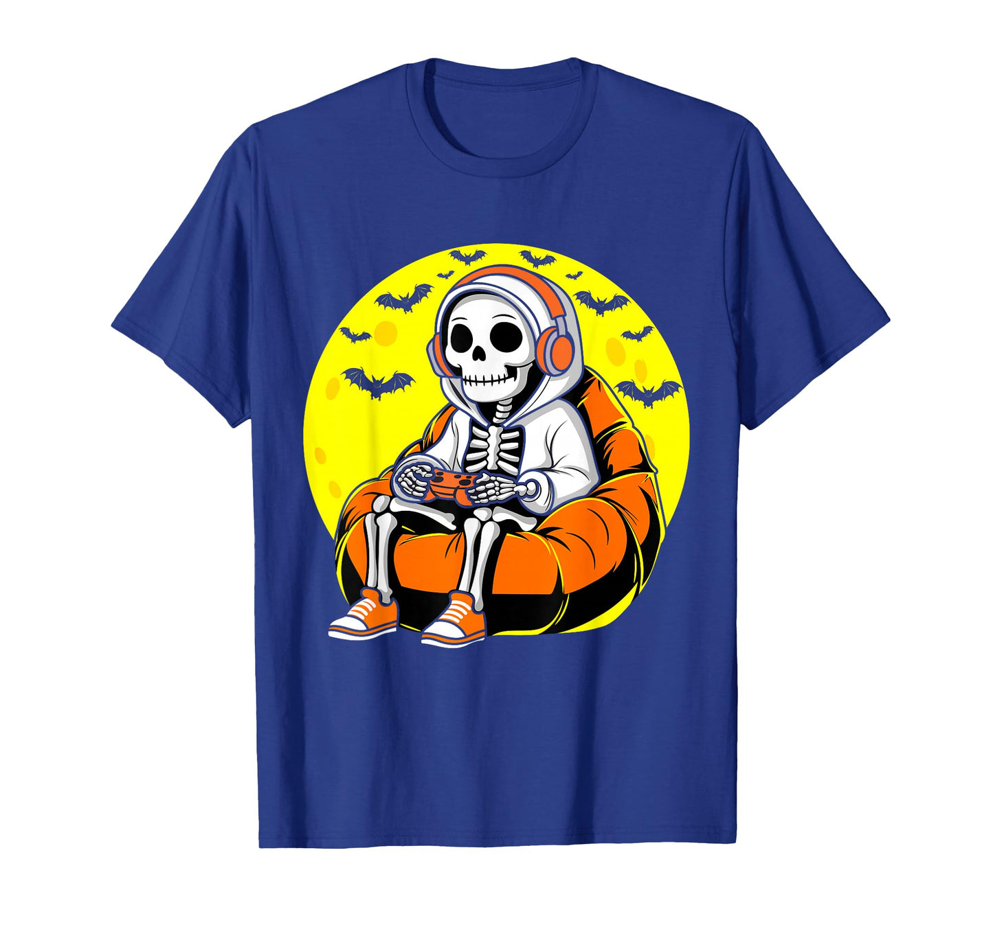 Funny Halloween Skeleton Gamer Video Gaming Graphic Design T-Shirt