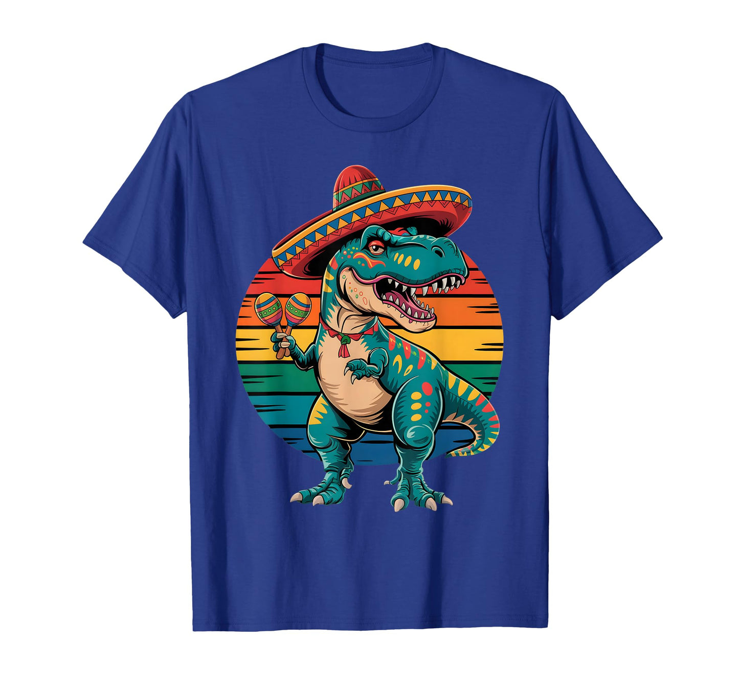 Retro Dinosaur Mexican Party Cinco De Mayo Sombrero Poncho T-Shirt