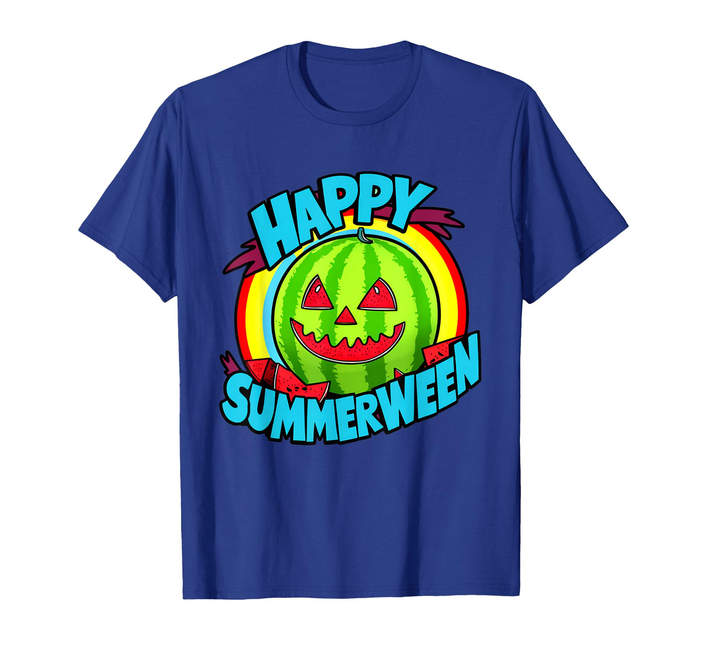 Happy Summerween Summer Watermelon Jack-o-lantern Halloween Men Women T-Shirt