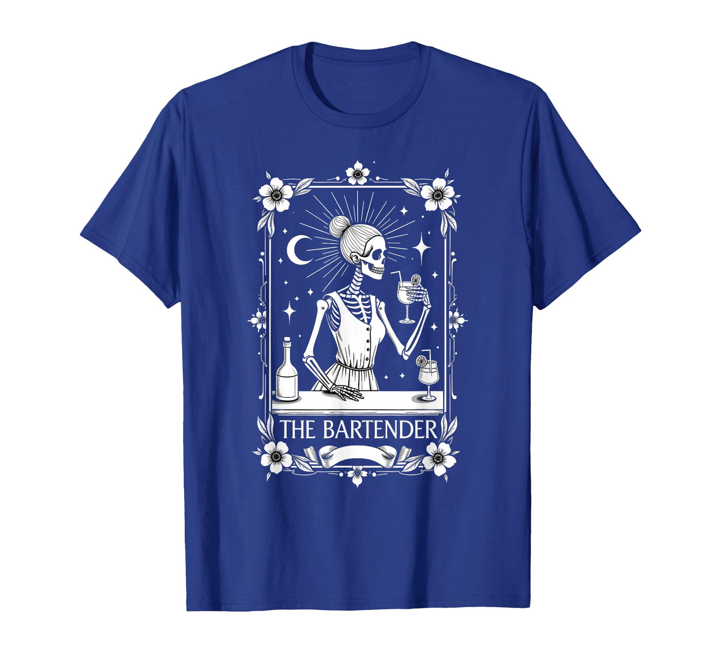 Gothic Tarot Card Skeleton Cocktail Bartender T-Shirt