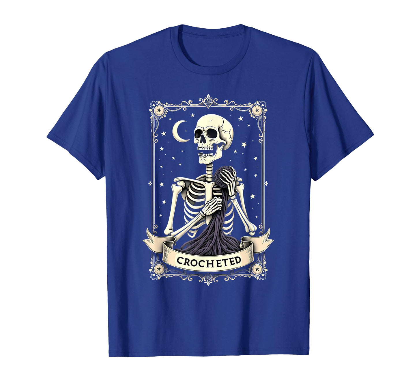 Gothic Tarot Card Crocheter Skeleton Halloween Quilter T-Shirt