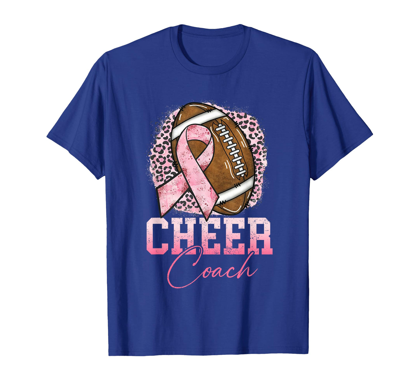 Football Cheer Coach Pink Ribbon Breast Cancer Awareness T-Shirt