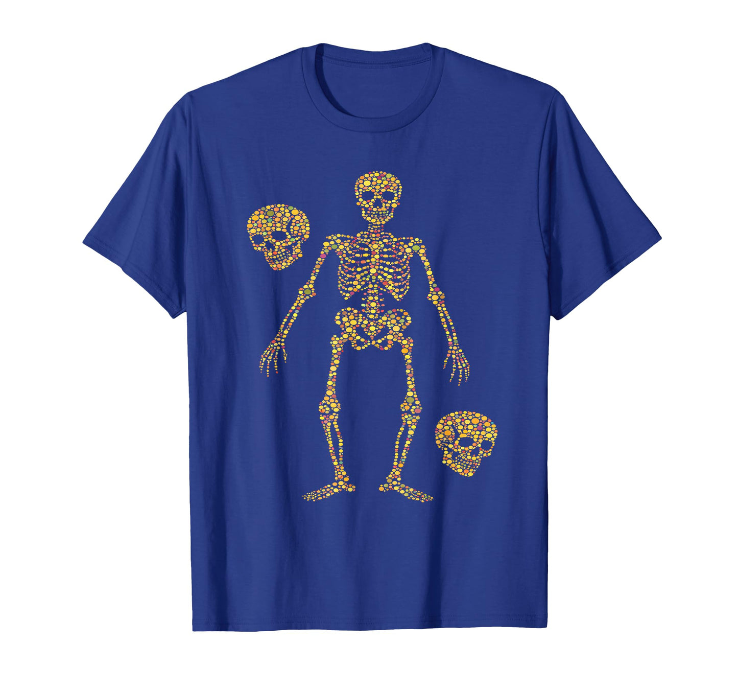 Retro Style Colorful Dots Skull Skeleton Halloween T-Shirt