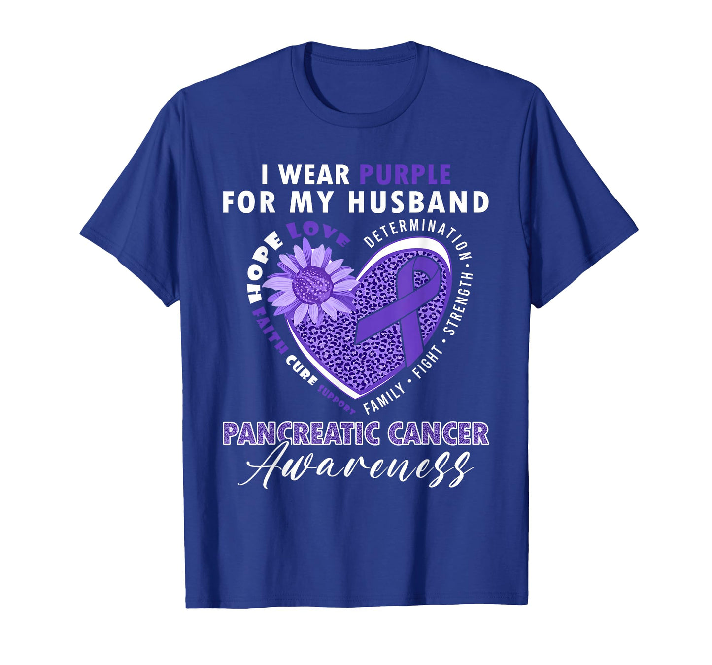 I Wear Purple For My Husband Pancreatic Cancer Awareness T-Shirt