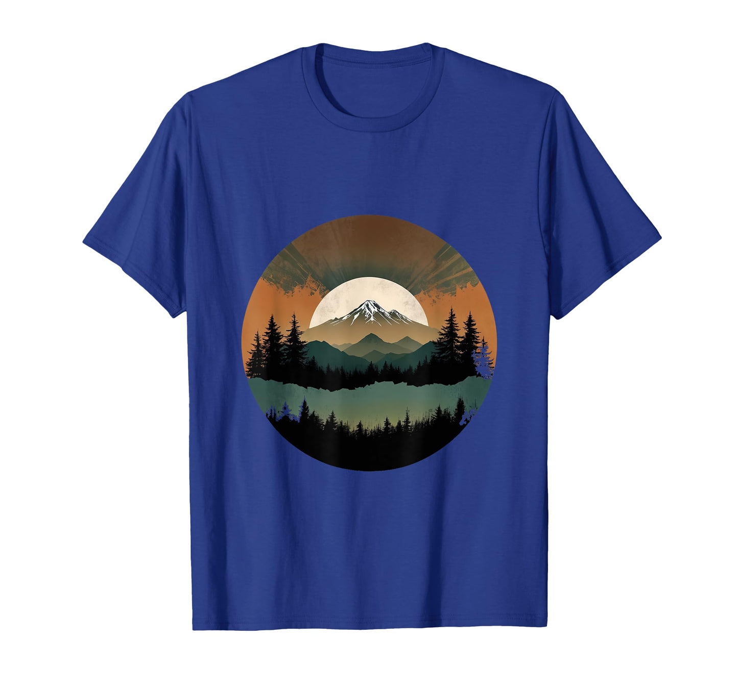 Vintage Mountain Forest Landscape Retro Sunset Aesthetic T-Shirt