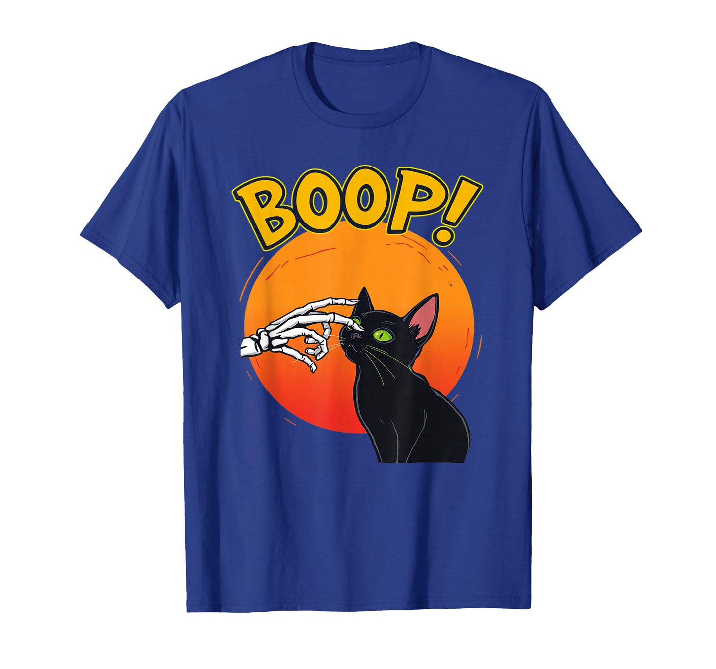 Skeleton Hand Boop On A Cat's Nose Funny Halloween Graphic T-Shirt