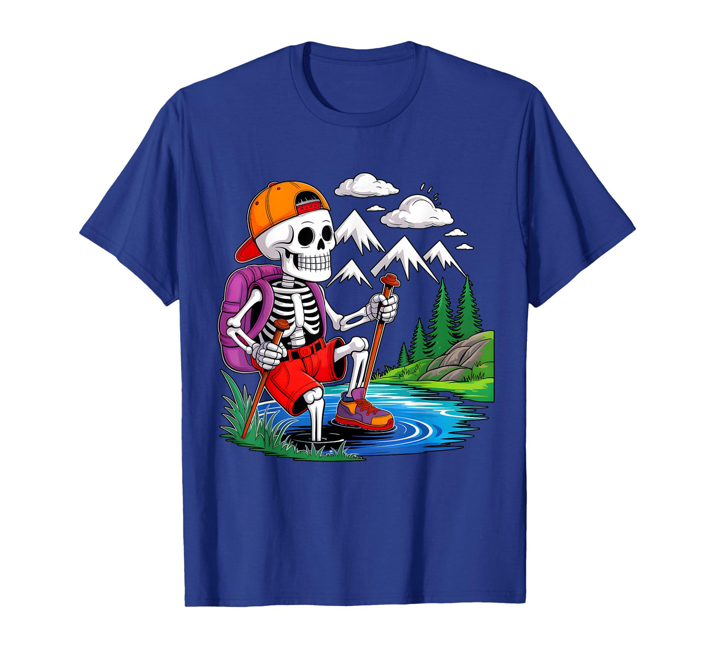 Skeleton Hiking Halloween Costume Funny Hiking Men Women T-Shirt