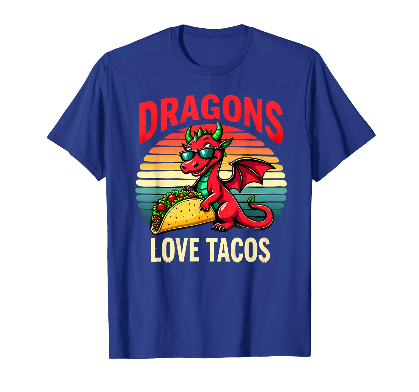 Retro Dragons Love Tacos T-Shirt
