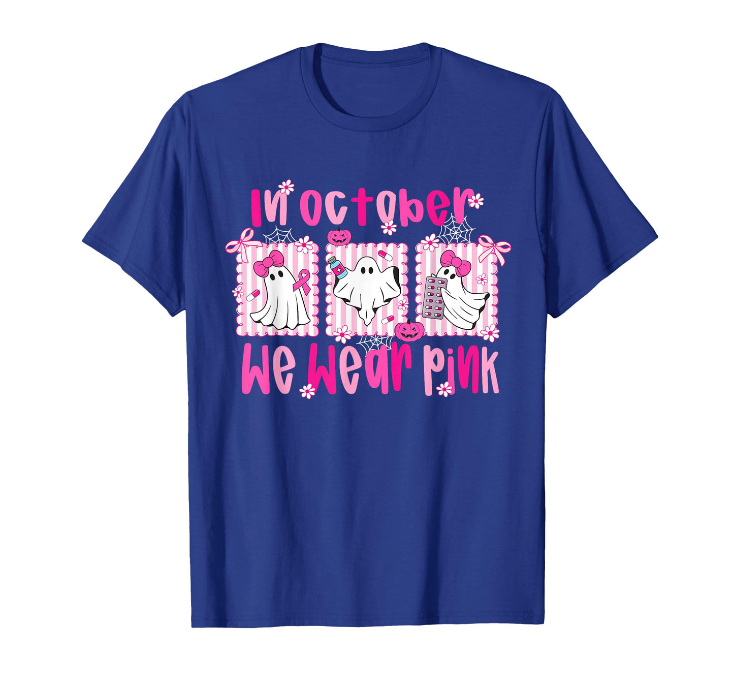 in October We Wear Pink Pharmacy Tech Life Breast Cancer T-Shirt