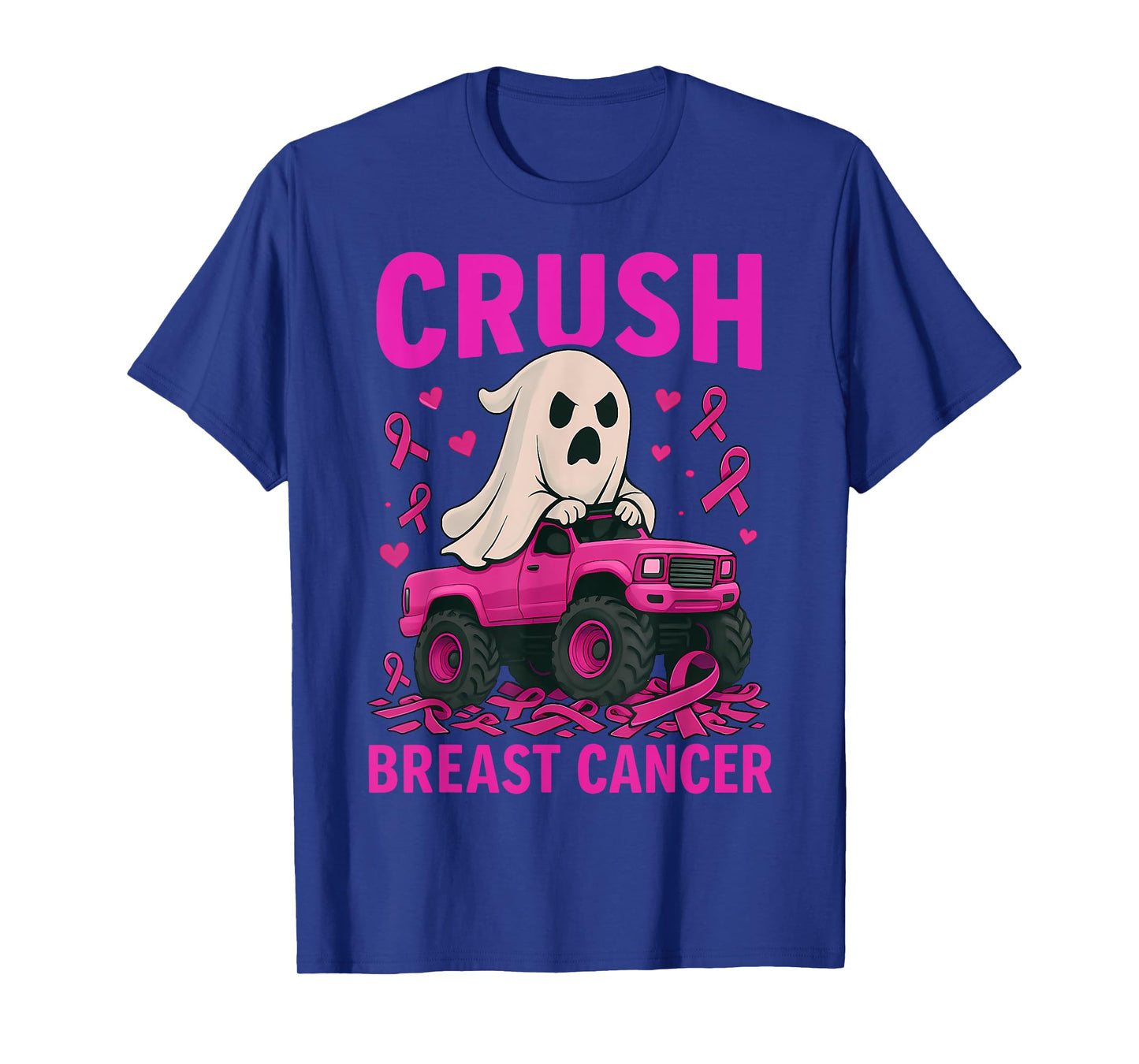 Crush Breast Cancer Awareness Ghost Halloween Pink Ribbon T-Shirt