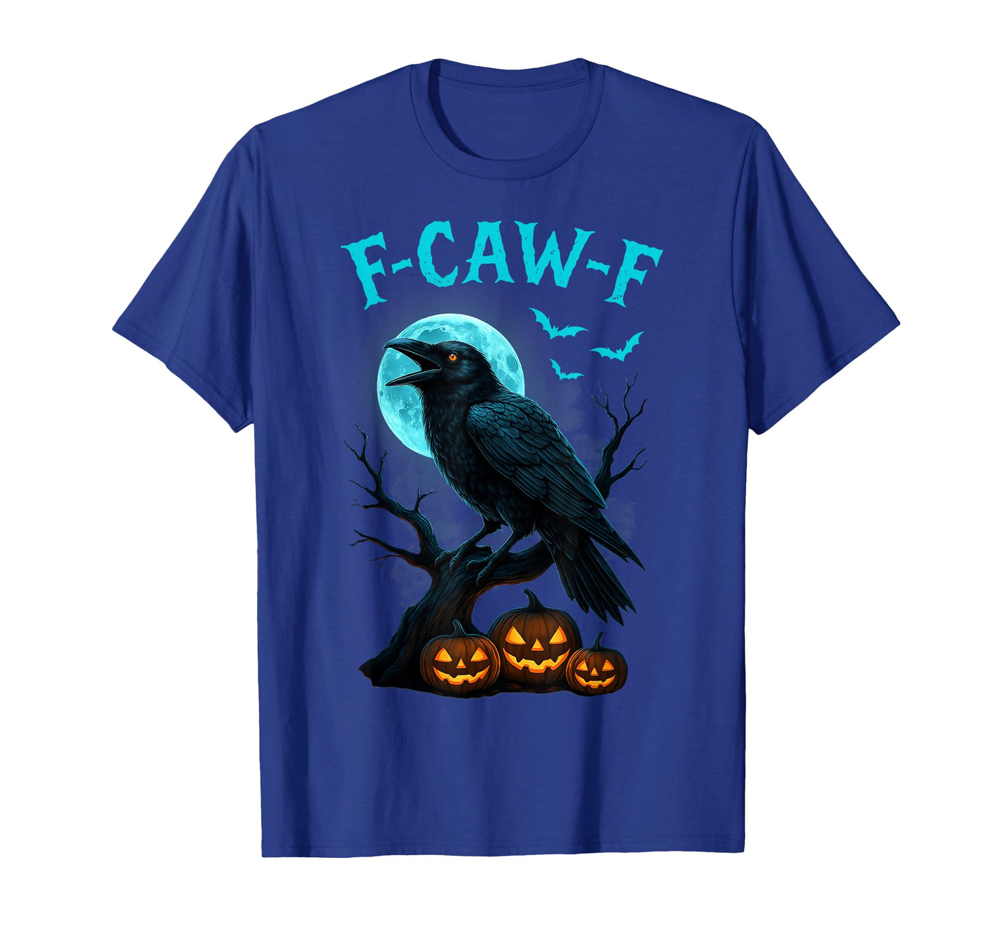 Funny F Caw F Raven Moon Gothic Graphic Halloween Crow Pun T-Shirt