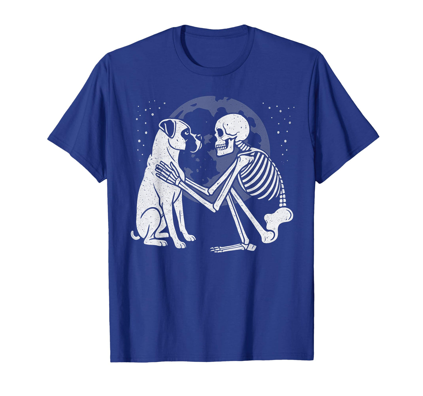 Boxer Dog Skeleton Moon Halloween Dog Lover T-Shirt