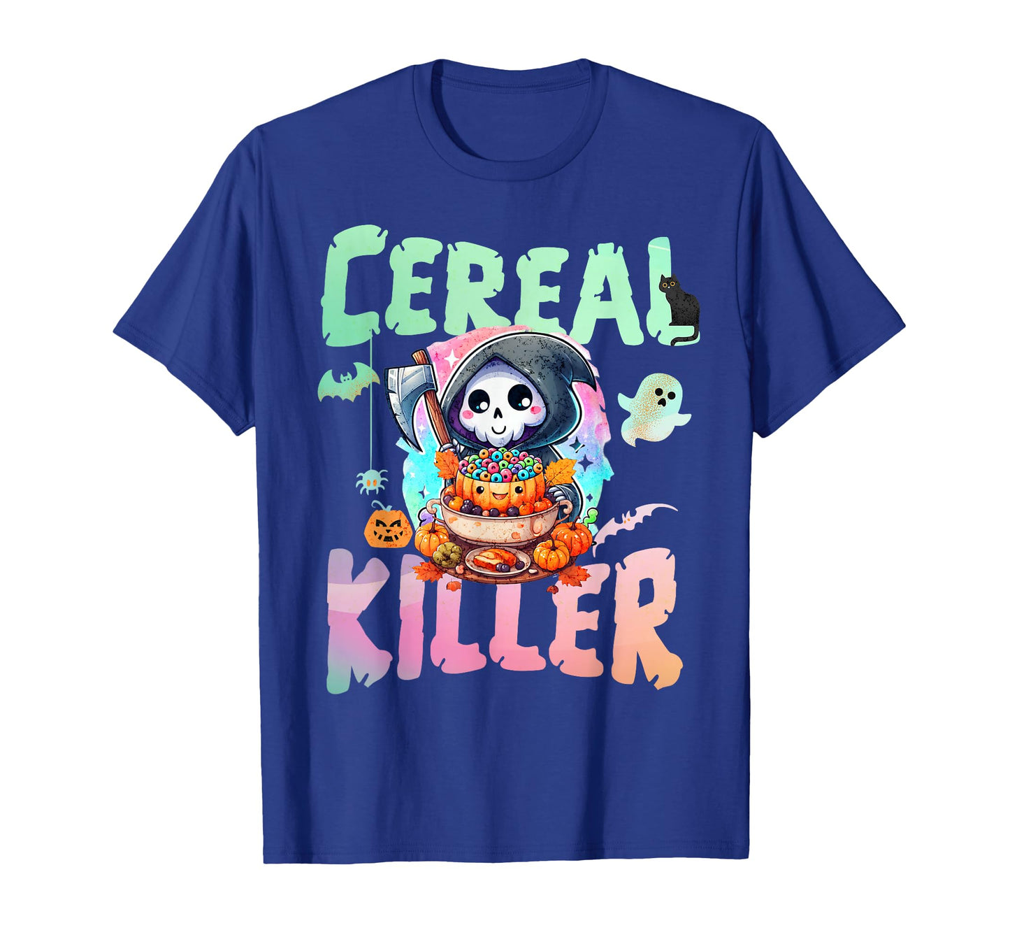Cereal Killer Funny Skeleton Easy Lazy Last Minute Halloween T-Shirt