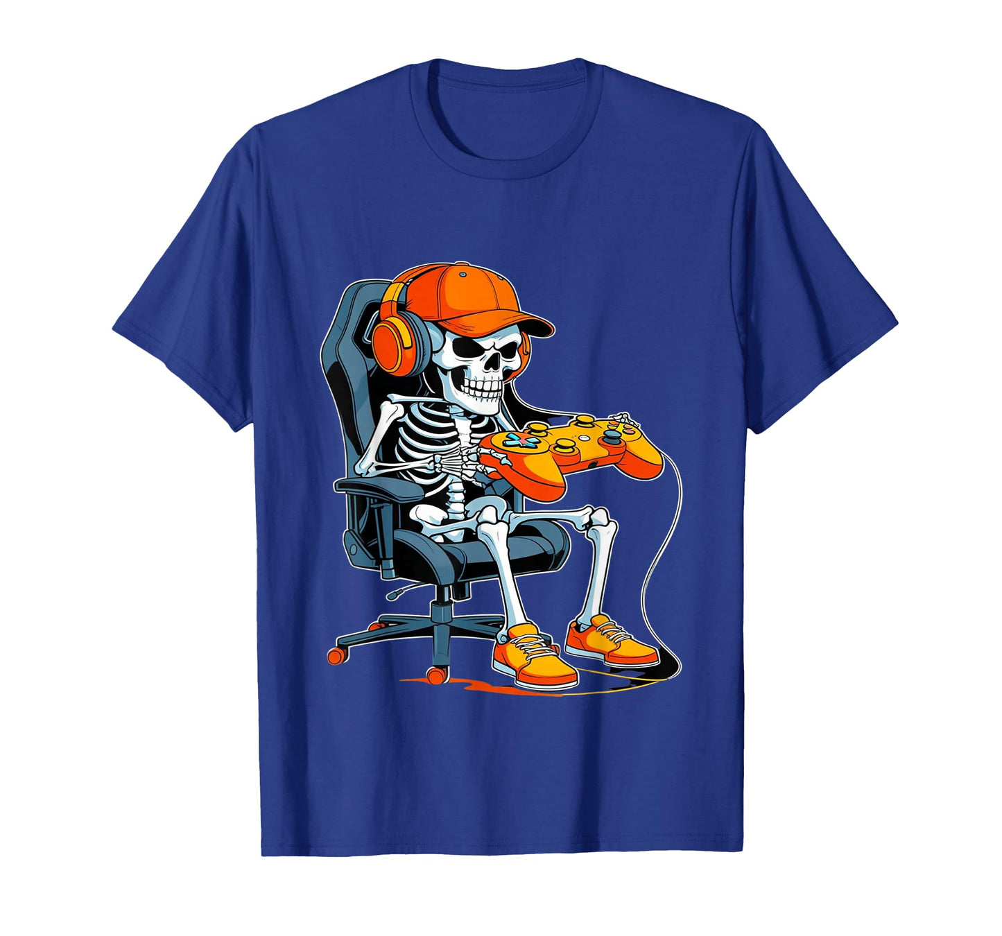 Halloween Skeleton Gamer Video Gaming Boys Men Kids Tees T-Shirt