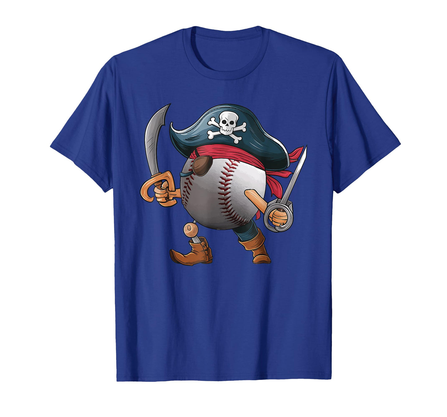 Baseball Pirate Ball Costume Funny Crossbones Skull Skeleton T-Shirt