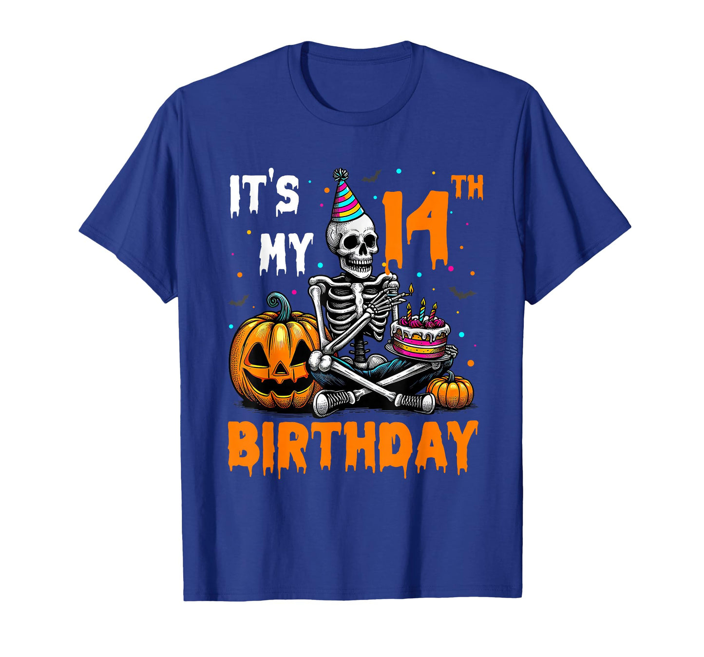 Skeleton 14th Birthday Halloween Party Kids 14 Years Gift T-Shirt