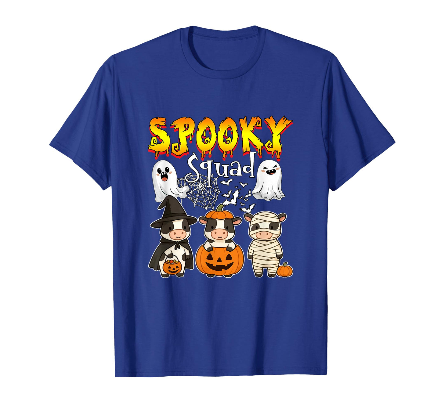Spooky Halloween Squad Three Cute Cows Cosplay Witch T-Shirt