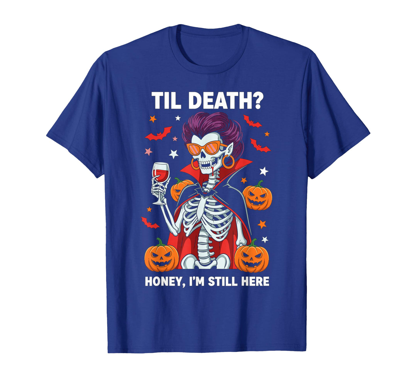 Skeleton Vampire Halloween Design for Wine and Horror Fans T-Shirt