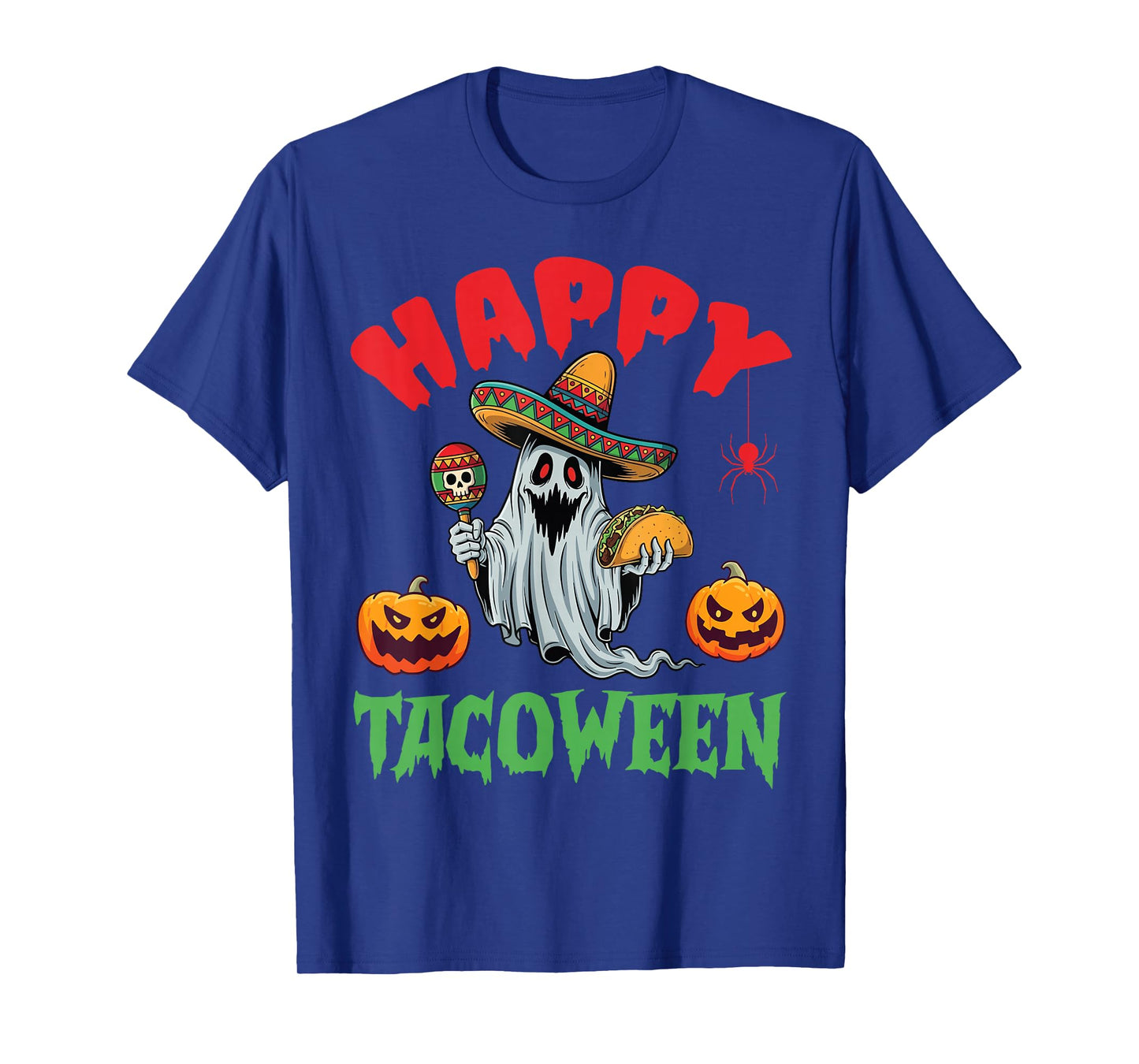 Happy Tacoween Ghost with Taco Sombrero Pumpkins Halloween T-Shirt
