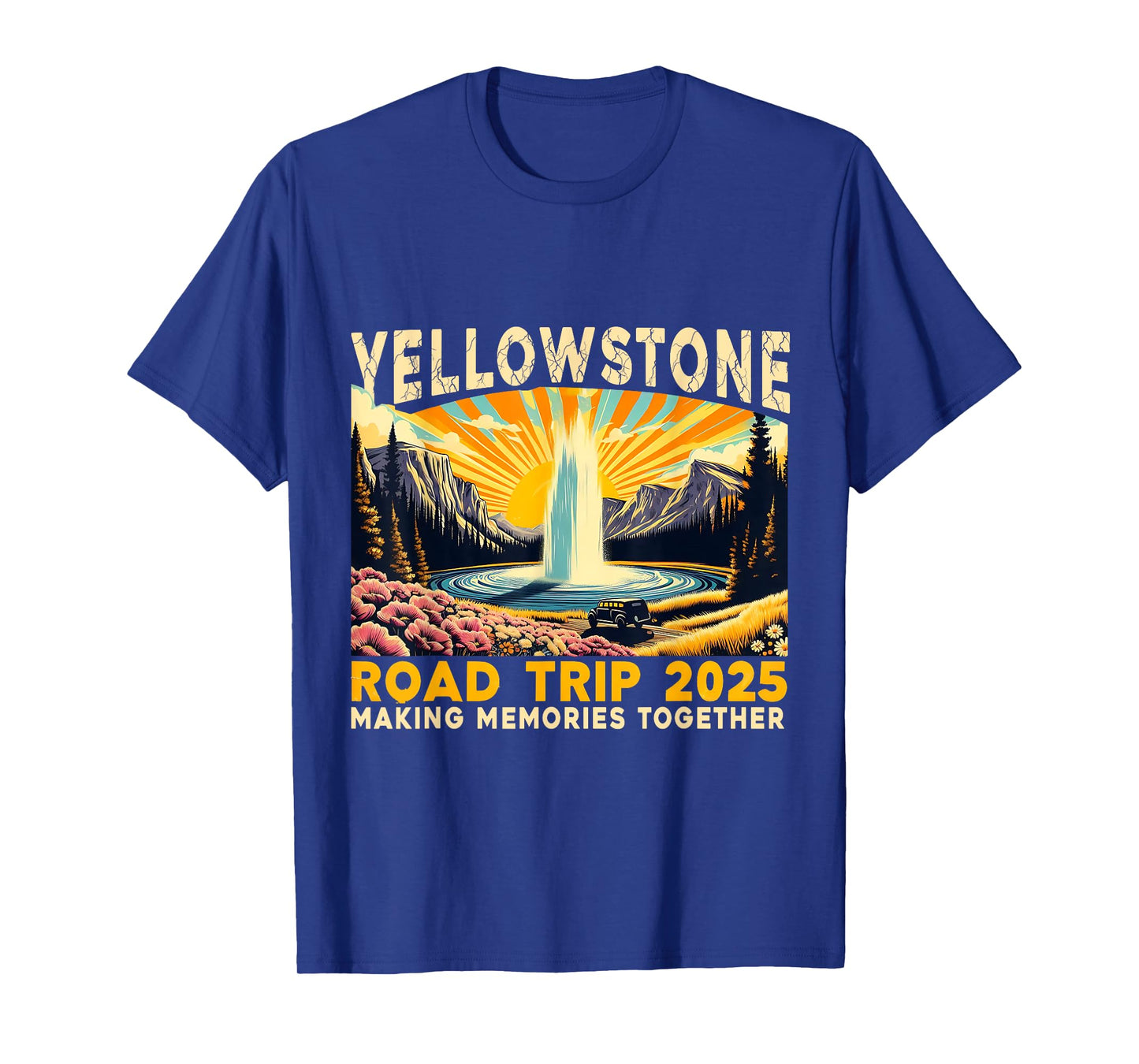 Yellowstone Road Trip 2025 Retro Travel Family Matching T-Shirt