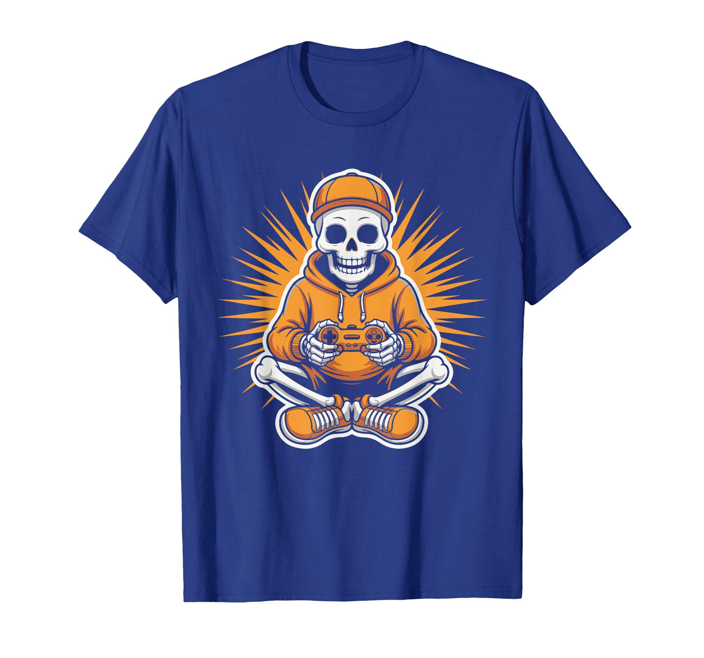 Funny Skeleton Gaming Controller Halloween Design Men Women T-Shirt