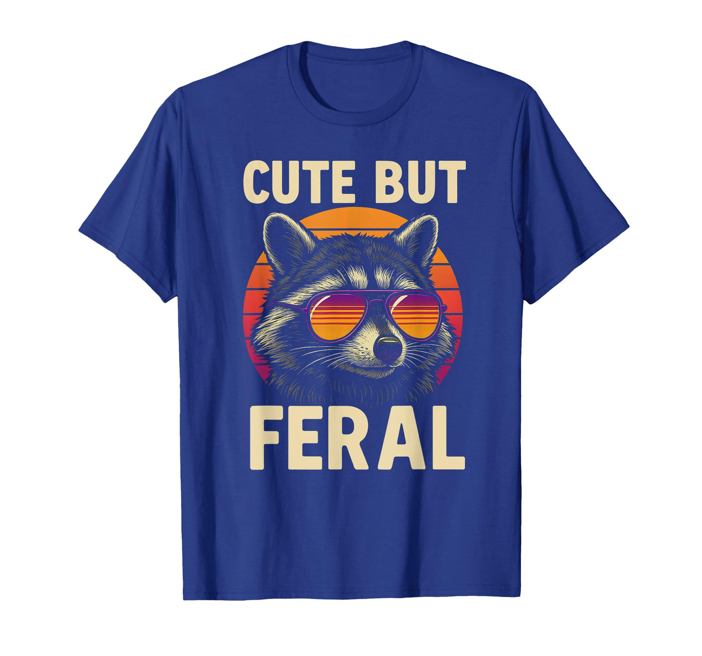 Cute But Feral Raccoon in Retro Sunglasses Funny Vintage T-Shirt