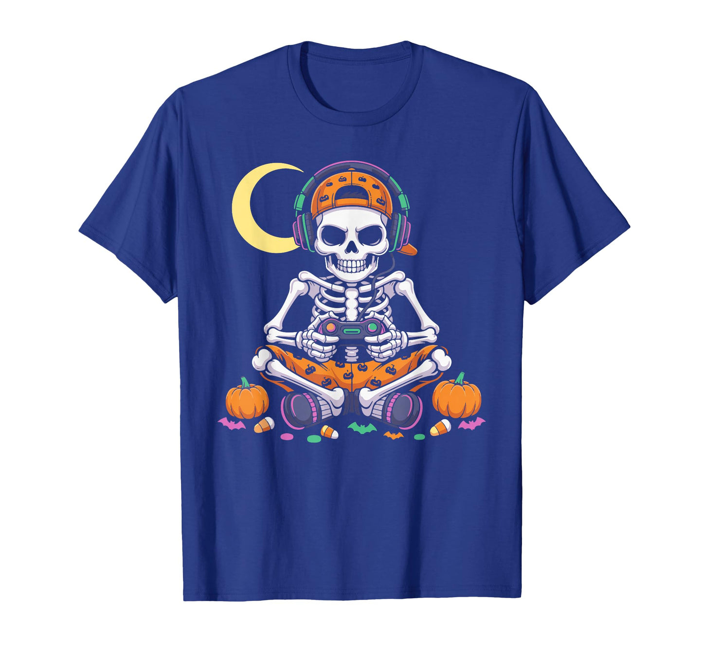 Skeleton Gamer Headphone Funny Halloween Gaming Boys Kid Men T-Shirt