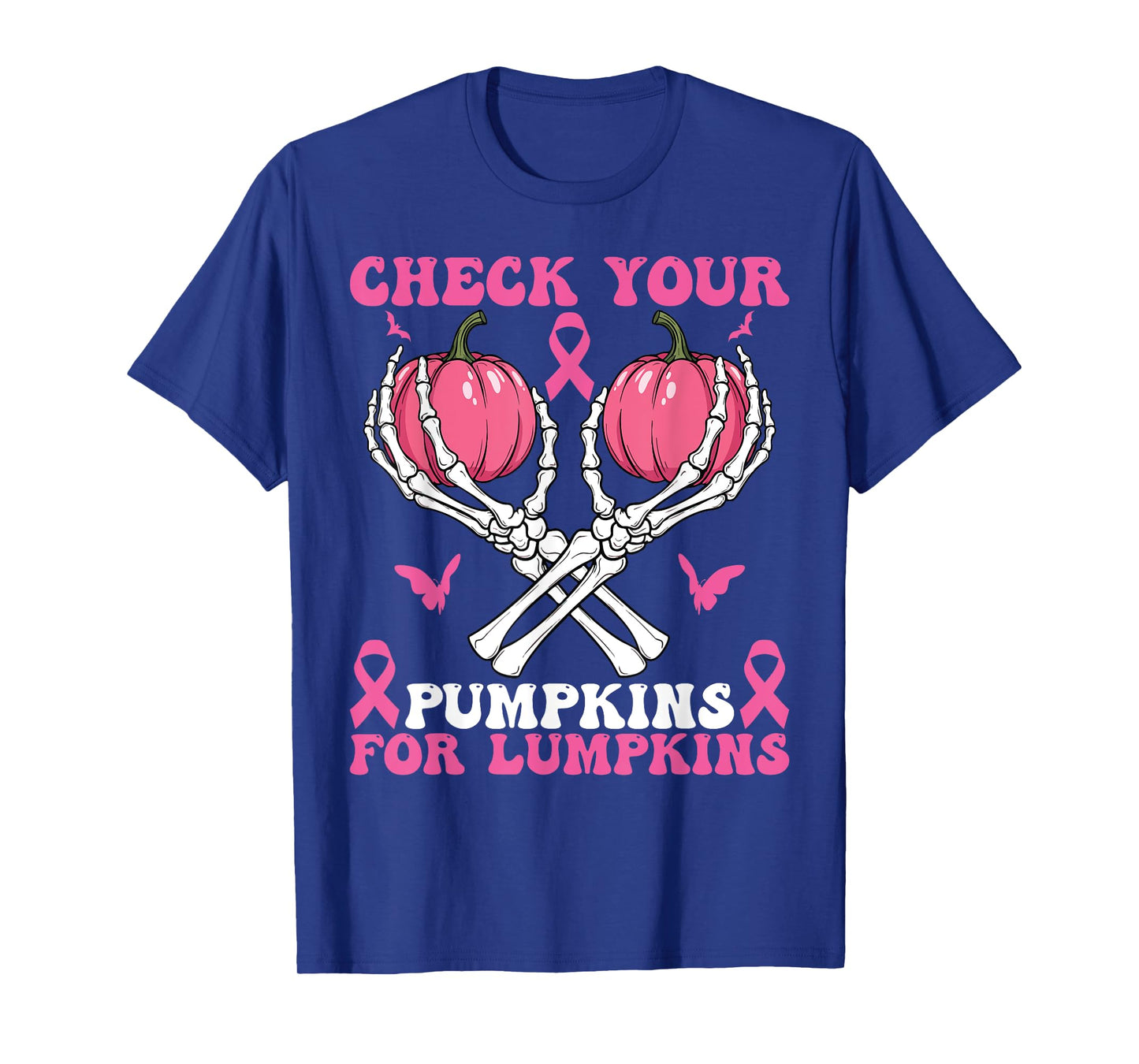 Check Your Pumpkins Breast Cancer Awareness Halloween Women T-Shirt