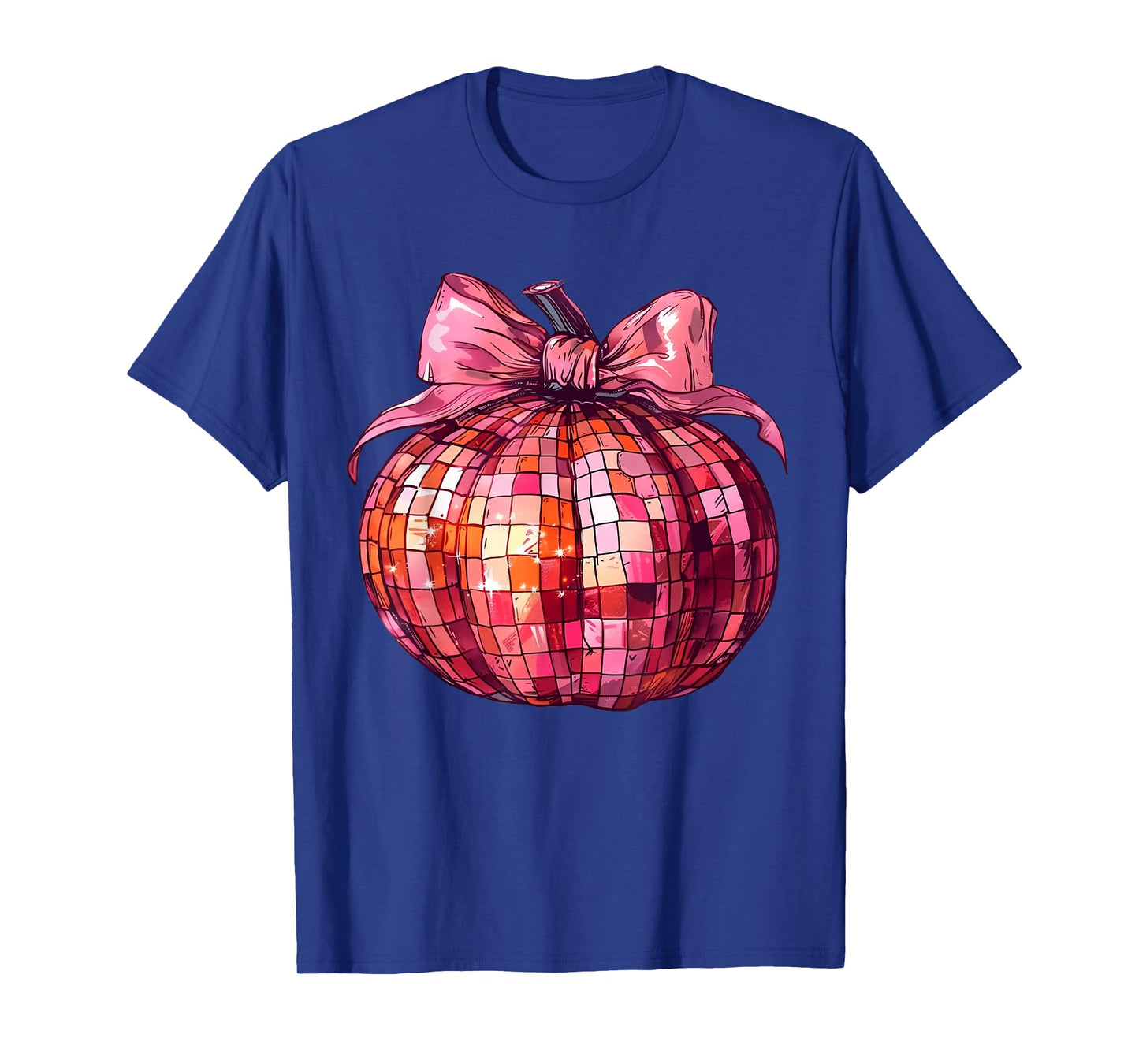 Retro Disco Ball Coquette Pink Pumpkin T-Shirt