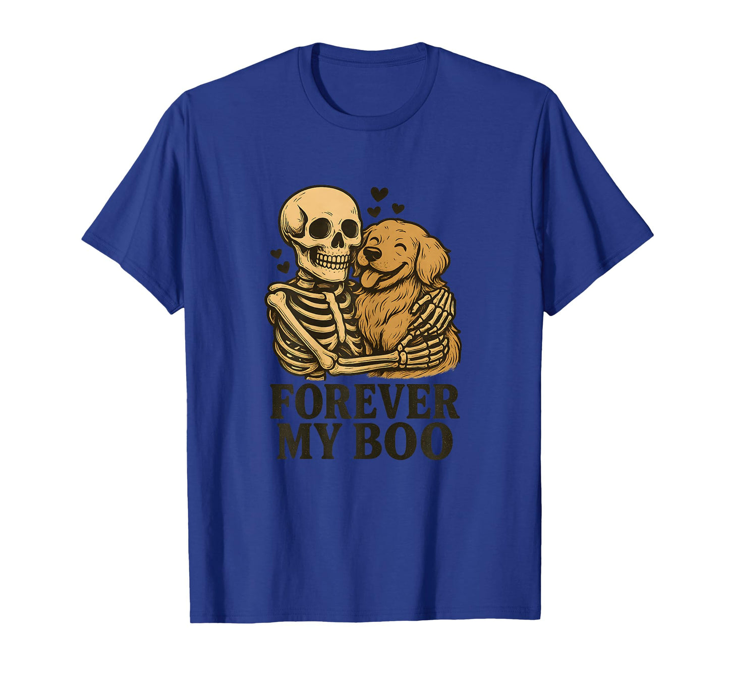 Womens Forever My Boo Skeleton Golden Retriever Halloween Couple T-Shirt
