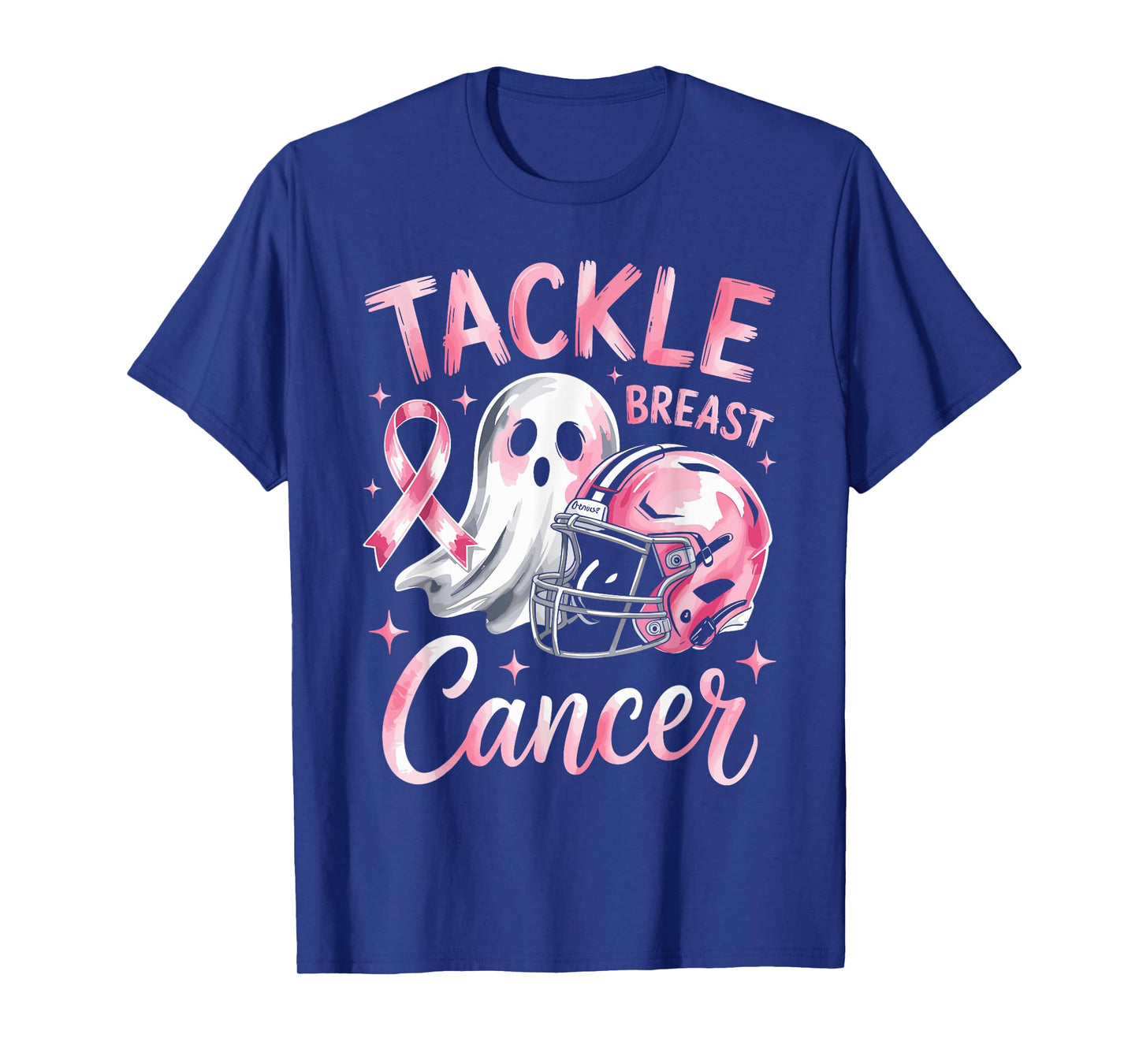 Tackle Breast Cancer Football Halloween Ghost Breast Cancer T-Shirt