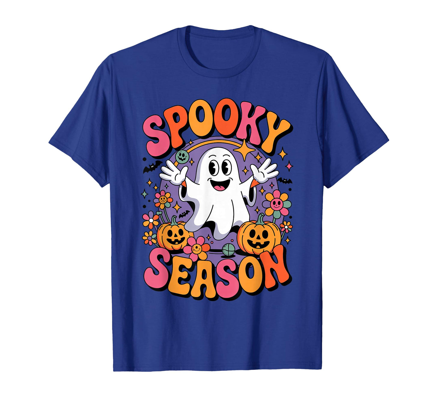 Retro Halloween Spooky Season Ghost Pumpkins Costume Kids T-Shirt