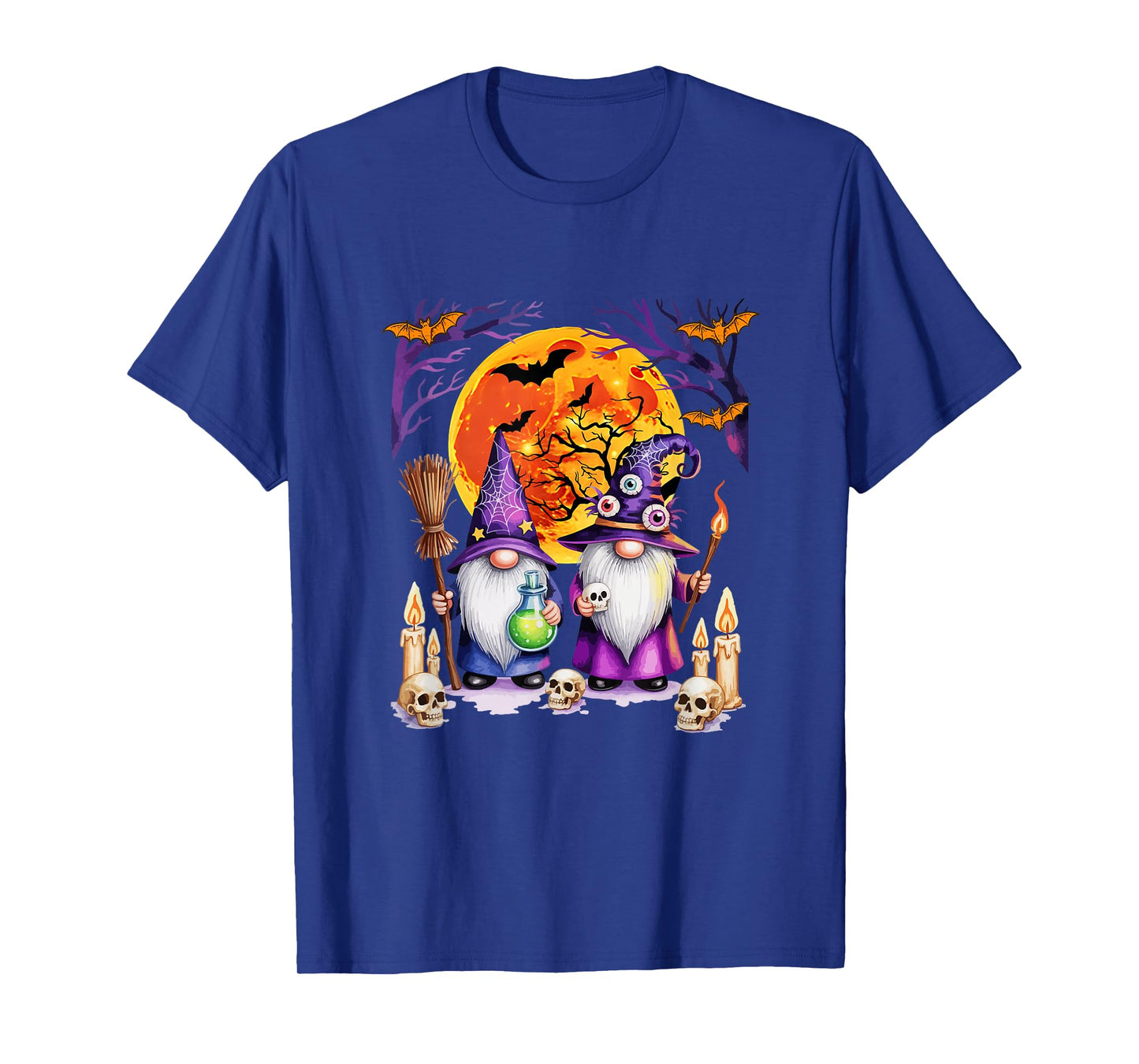 Two Horror Gnomes As Witch Halloween Moon Matching Parties T-Shirt