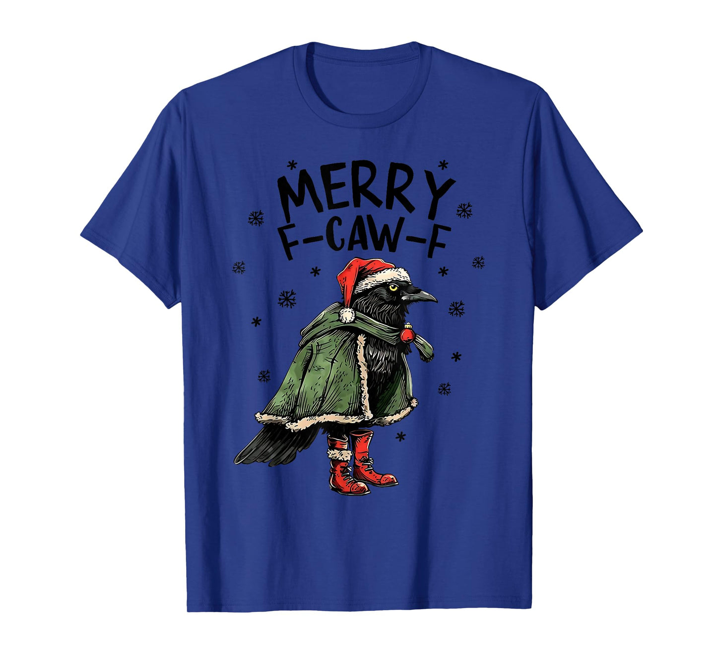 Merry F-Caw-F Funny Christmas Black Crow Merry Xmas F-Caw-F T-Shirt