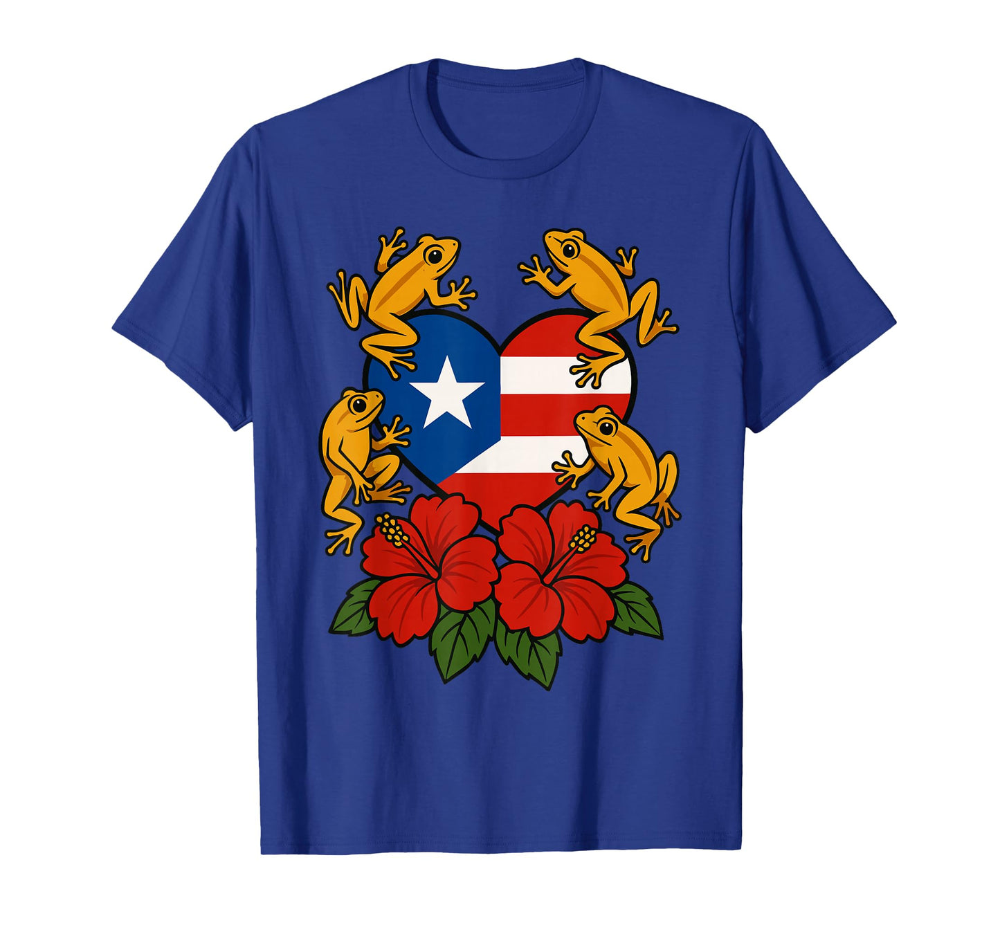 Puerto Rico CoquΓ Frog Flor de Maga Flowers Heart Island T-Shirt