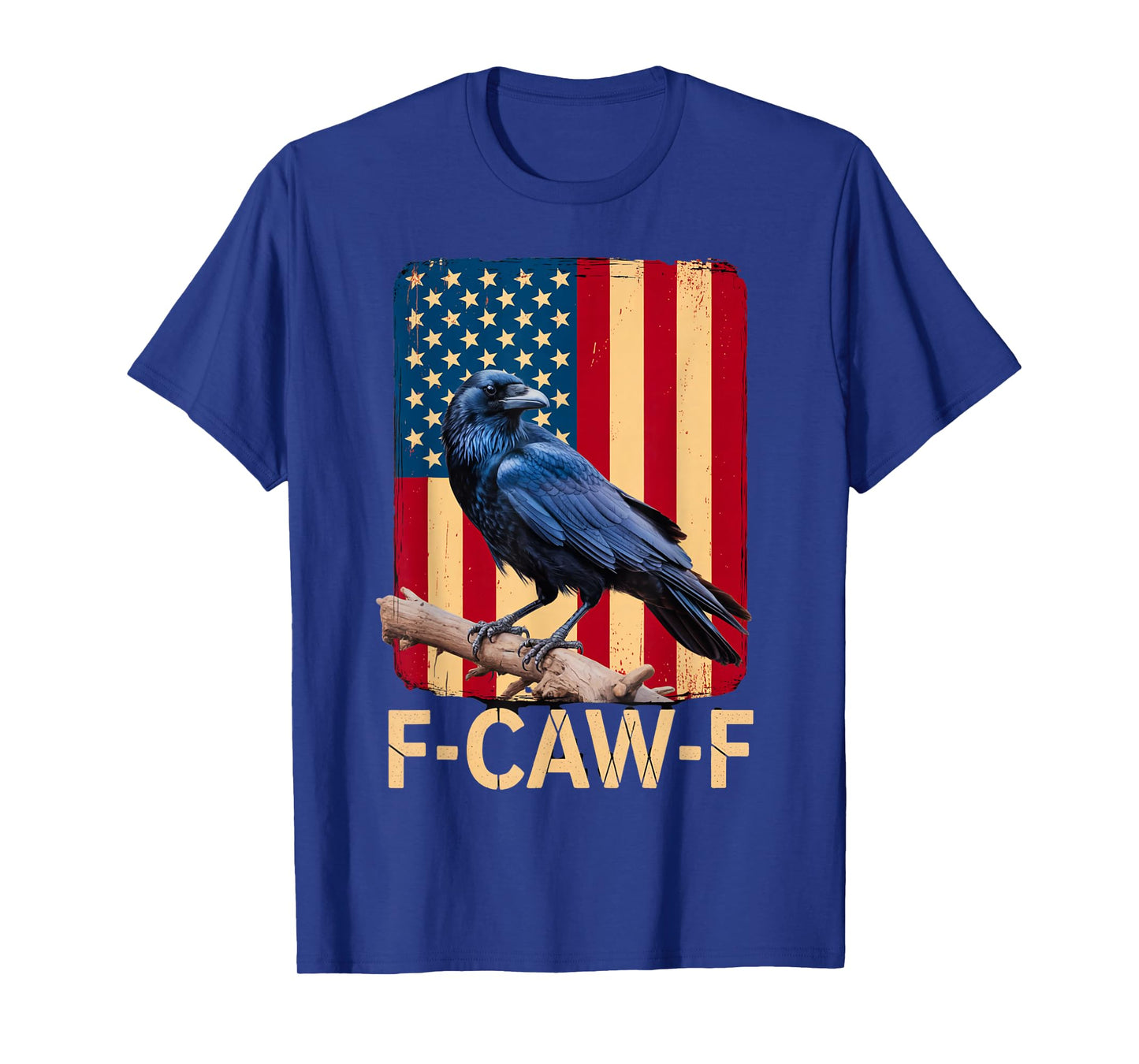 F-Caw-F Black Crow Retro USA Flag Vintage T-Shirt