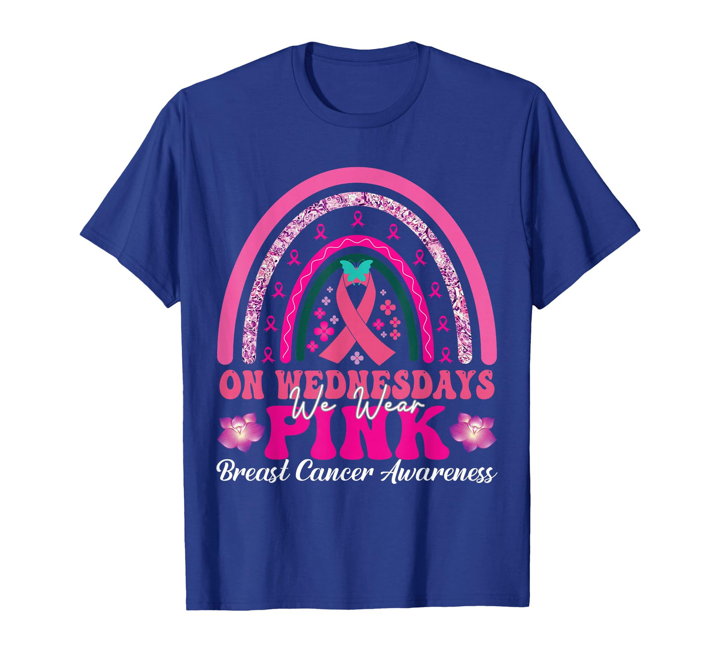 On Wednesday We Wear Pink Rainbow Breast Cancer Fighter T-Shirt