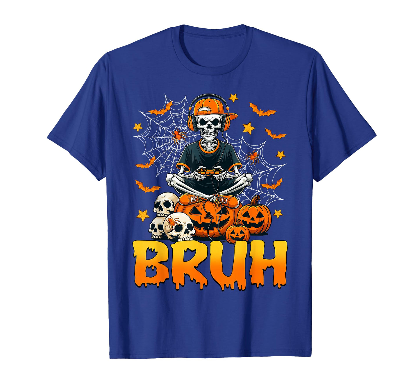 Bruh Halloween Skeleton Gamer Video Gaming Men Boys Kids T-Shirt