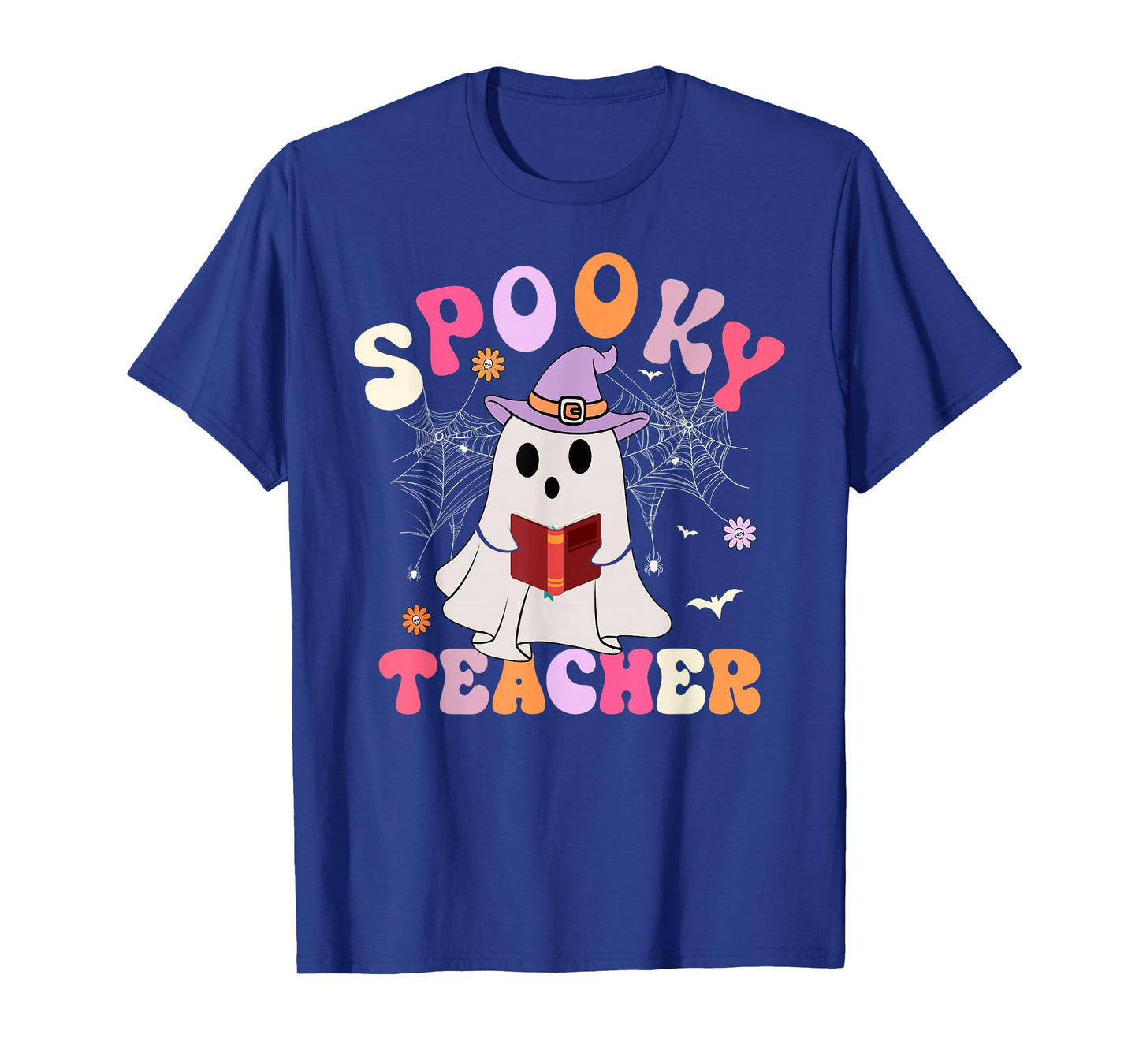 Spooky Teacher Halloween Costume Groovy Funny Ghost Teacher T-Shirt