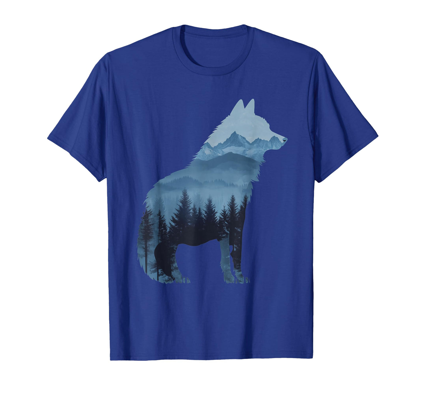 Wolf and Forest Silhouette double exposure Art T-Shirt