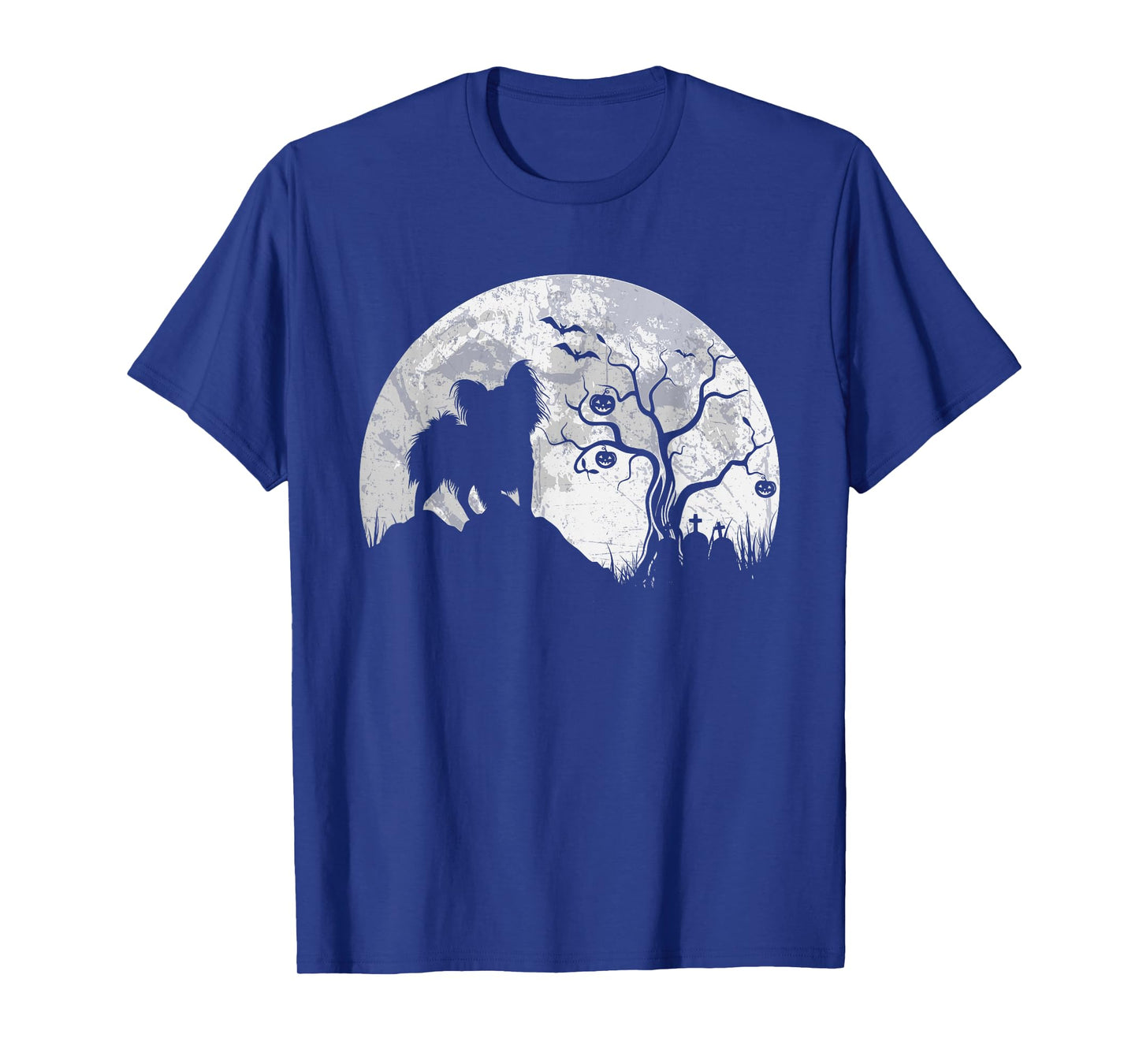 Papillion Dog and Moon Halloween Costume Spooky T-Shirt